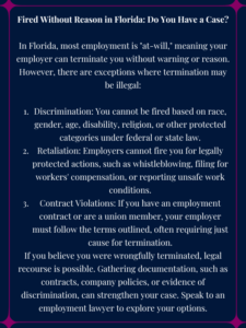 Can You Be Fired Without Being Told Why in Florida?